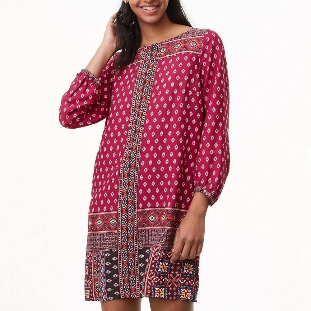 Loft diamond mozaic shift dress size M